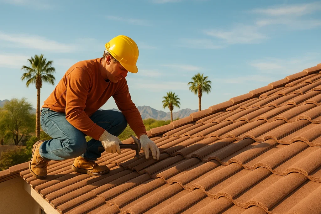 Residential roof repair in Glendale showing damaged asphalt shingles on a home after storm exposure